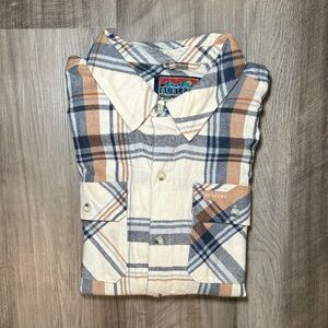 BURLEBO Flannel Plaid Long Sleeve Button Down - Medium